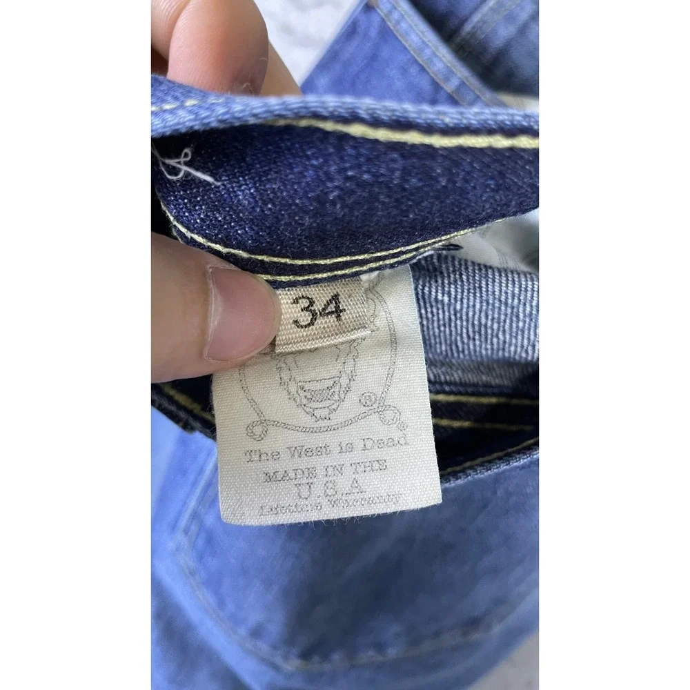 The West is Dead Jeans Mens 34 Blue Excellent Straight Leg Made in USA Denim